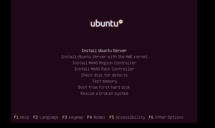 ubuntu server boot menu